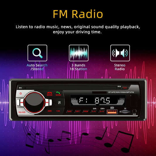 REAKOSOUND Autoradio 1 Din Bluetooth Radio Car  AUX-IN MP3 Player FM USB Auto Stereo Audio Stereo Digital Audio FM Music Stereo