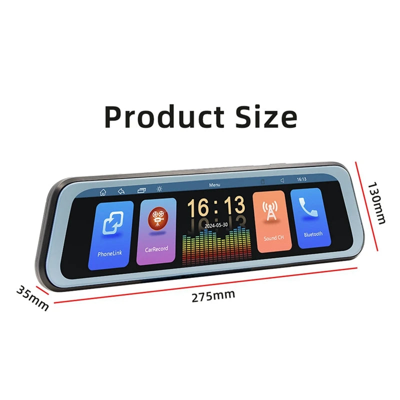 9.36 Inch Touch Screen Wireless Carplay Car Stream Media Dashcam DVR Rearview Mirror Dash Camera Recorder Night Vision