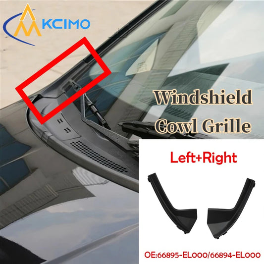 2Pcs Front Windshield Cowl Grille Panel Set For Nissan Versa Sedan Hatchback Tiida 2007-2012 Left/ Right Black Plastic Panel