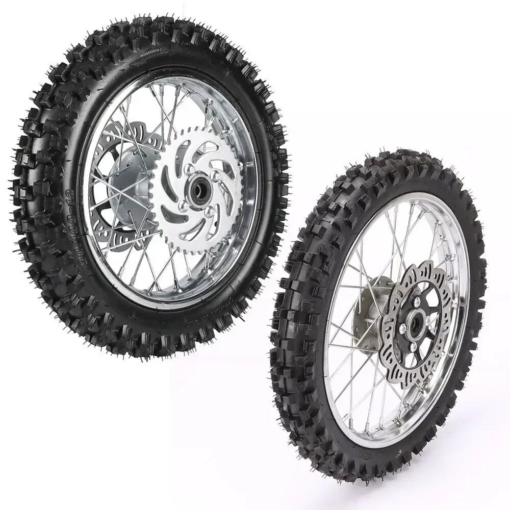 14" Front Wheel 60/100-14 Tire 1.4x14 Rim & 80/100-12 3.0-12 Rear Wheel Tire Rim Assembly for Dirt Pit Pro Bike Apollo 125cc