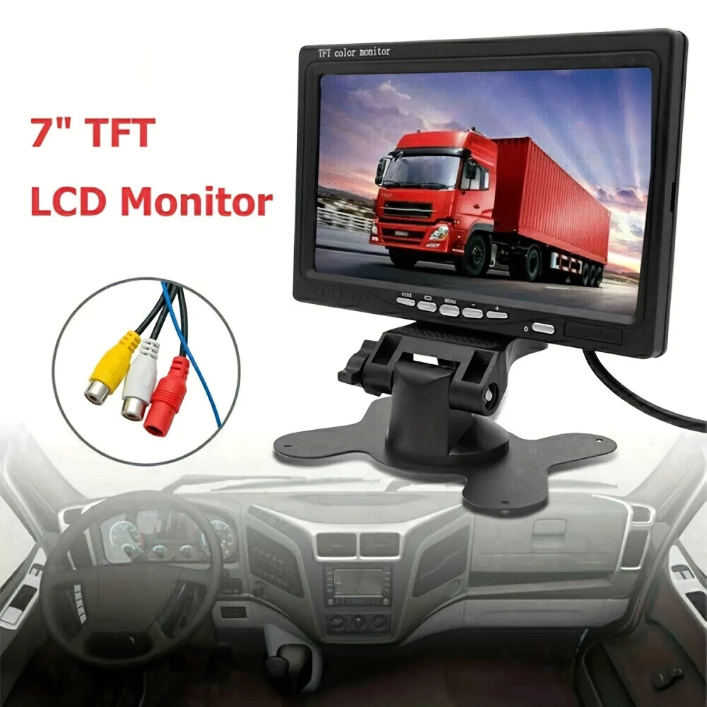7-Inch TFT LCD Display Monitor for Vehicles, Suitable for Cars,Suvs, Vans, And Trucks, Featuring Two Video Inputs And Compatible
