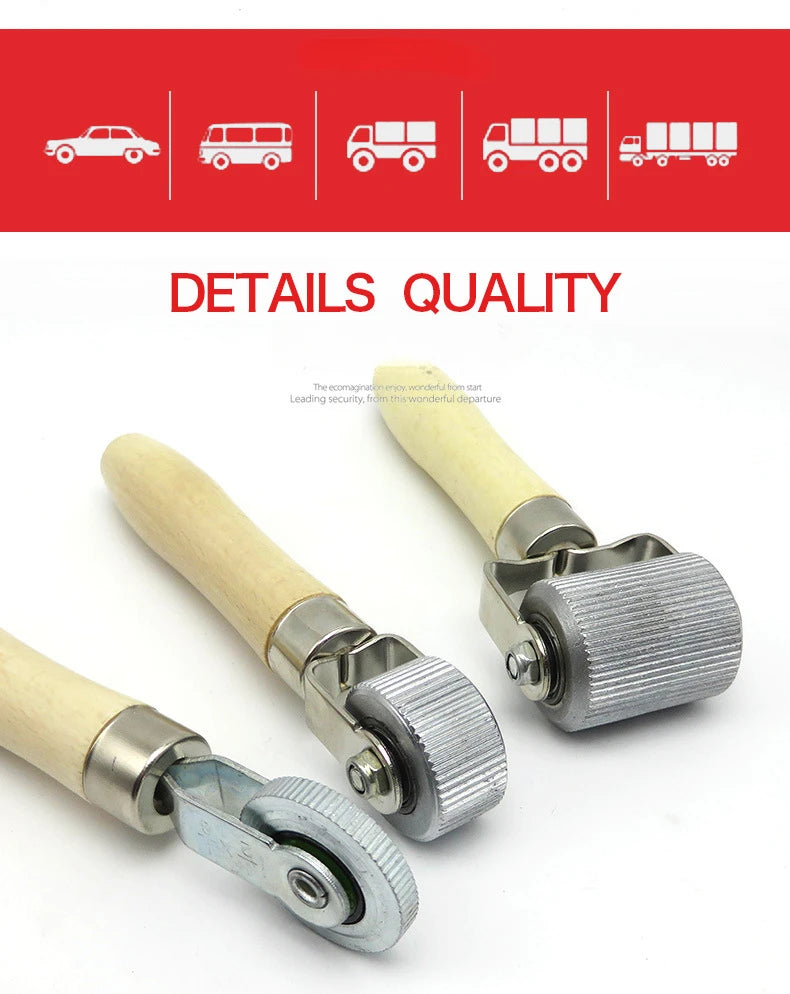 Car Audio Sound Deadening Application Roller Tool for Auto Noise Wheel Hand Pressure Roller Metal Wooden Handle