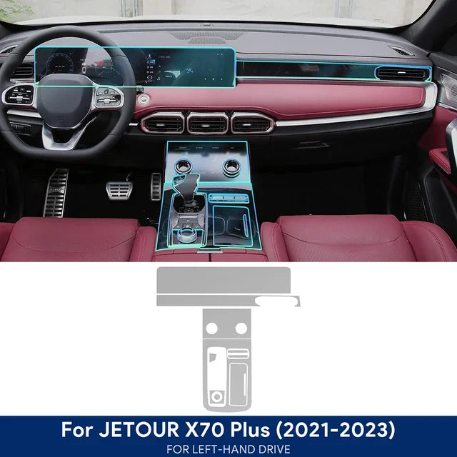 For Jetour X70 Plus 2021 2022 2023 Car Navigation Screen Gearbox Interior TPU Film Protection Sticker Anti-scratch Decal LHD RHD