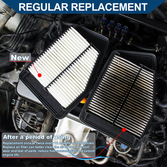 X Autohaux Car Engine Air Filter No.8V219601AA for Ford Fiesta Mk7 1.25L 1.4L 1.6L Long Life Filter Element Air Cleaner 1 Pcs