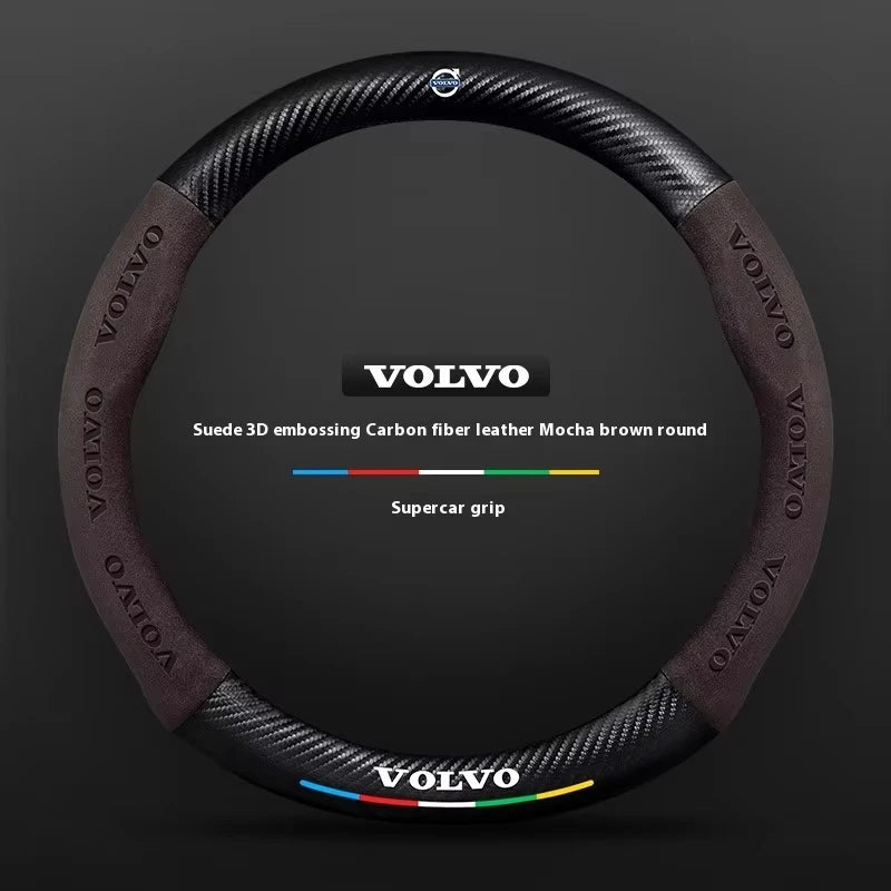 Car Steering Wheel Cover For Volvo XC40 XC60 XC70 XC90 C30 C40 S60 S80 S90 V40 V60 V90 ES90 Suede 38cm Anti-Slip Car Accessories