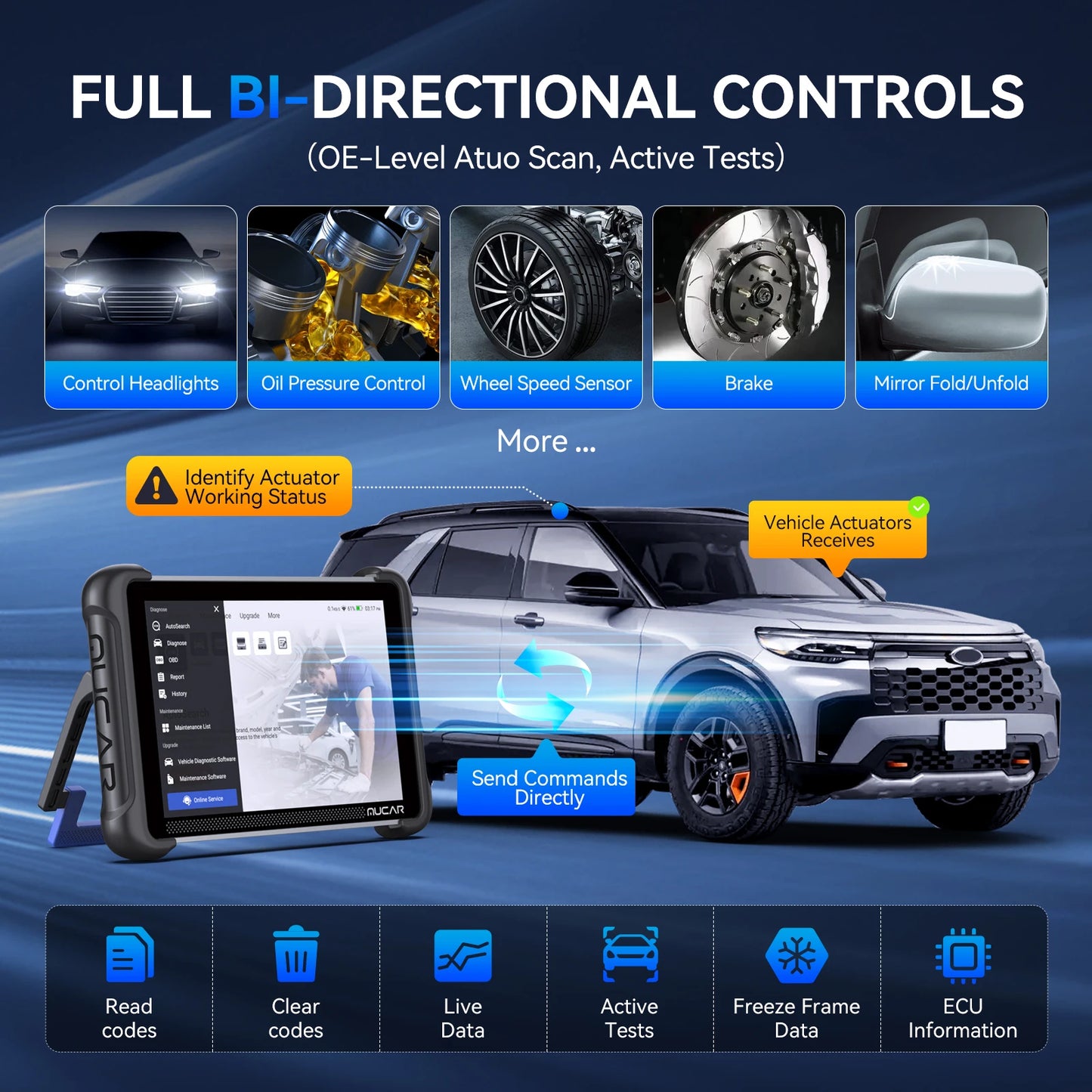 MUCAR 892BT AI Auto Tools Bi-directional ECU Coding Life Free Car Diagnostic Tool CANFD DOIP 35 Resets Full Systems Obd2 Scanner