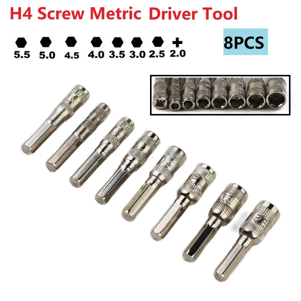 Hand Tools Home Socket Hex Socket Driver Tool H4 8pcs/Set Drill Bit Hex Nut Hex Shank Metric For Car Repairing