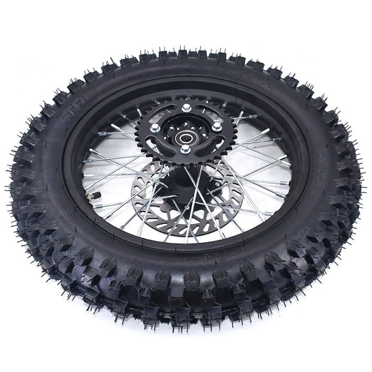 1.85-14 Inch Rear 14" Wheel 90/100-14 Dirt Tire Steel Circle Rims With Brake Disc Plate and Sprocket For Dirt Bike Motorcycle