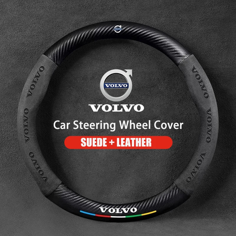 Car Steering Wheel Cover For Volvo XC40 XC60 XC70 XC90 C30 C40 S60 S80 S90 V40 V60 V90 ES90 Suede 38cm Anti-Slip Car Accessories