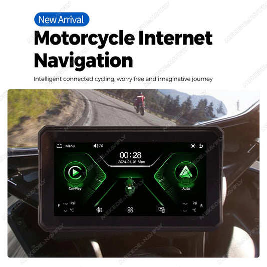 Wireless CarPlay Moto Android Auto 6“ Portable Digital Motorcycle Dashboard GPS Navigation Display Screen Monitor Optional TPMS