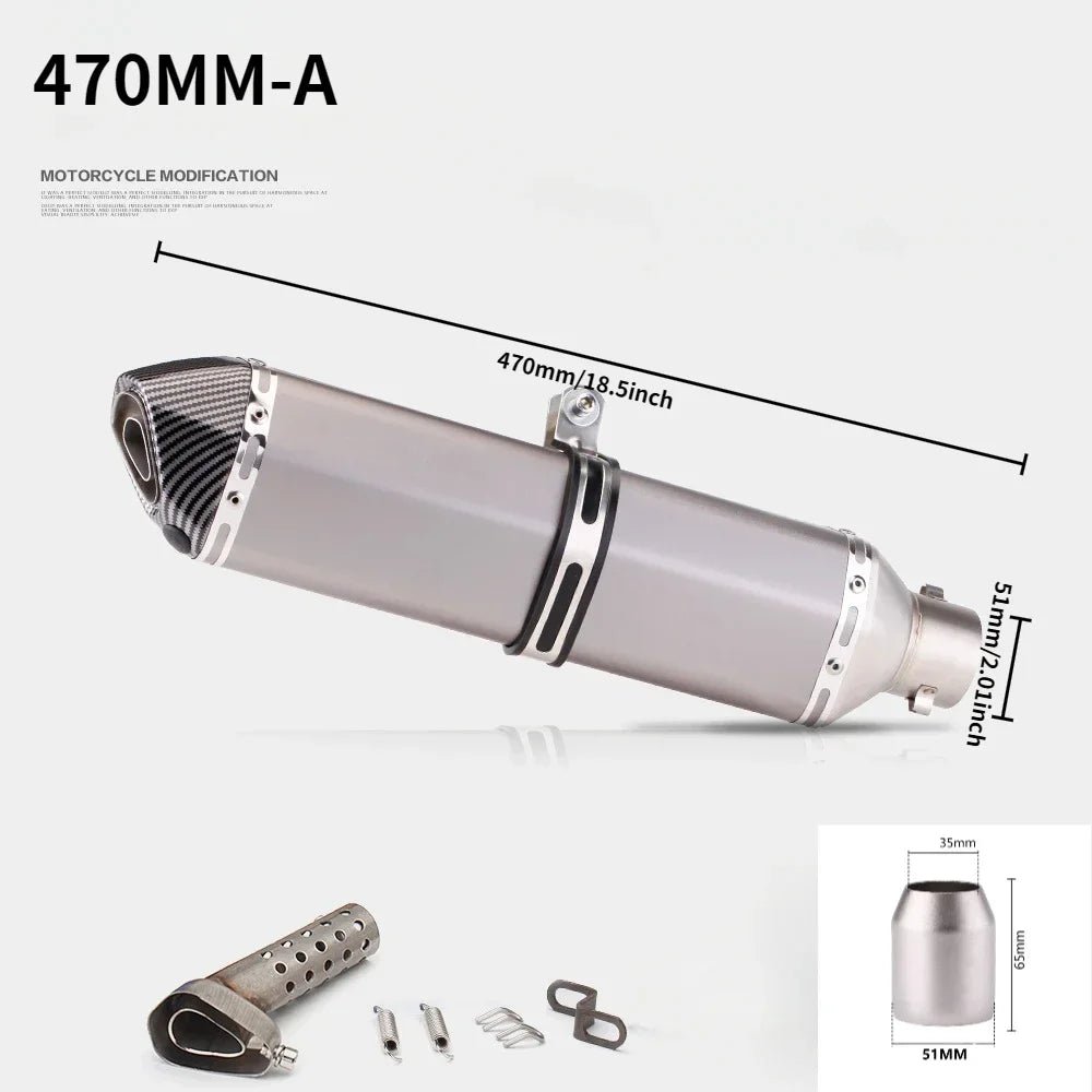 Tubo de escape da motocicleta 51mm com silenciador modificar motocross silenciador para Z400 250 R15 R3 sujeira pit bike scooter