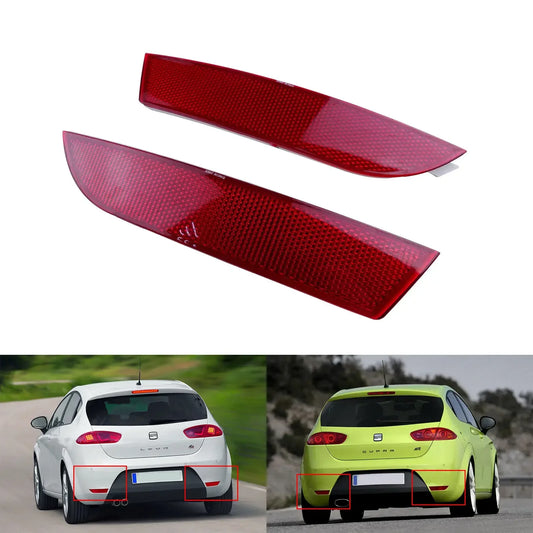 Red Lens Rear Bumper Reflectors Cover N/S & O/S For SEAT Leon FR/Cupra 2005-2012