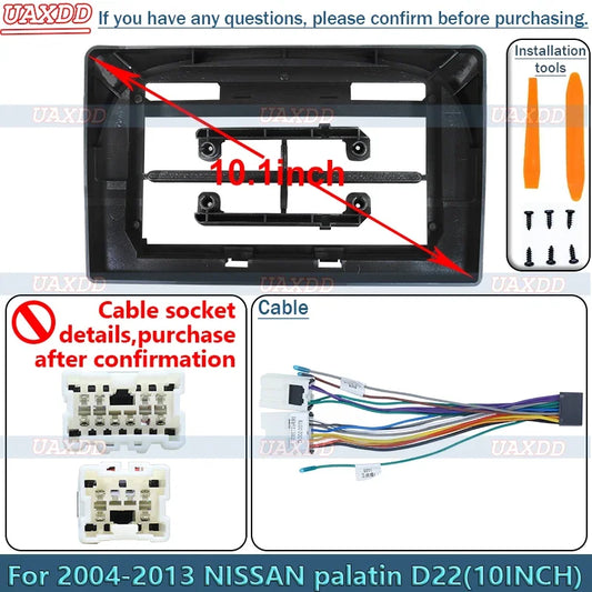 For 2004-2013 Nissan Palatin D22 10inch Radio Android Stereo Frame Panel Fascia Dashboard Multimedia Screen Video Cable Harness