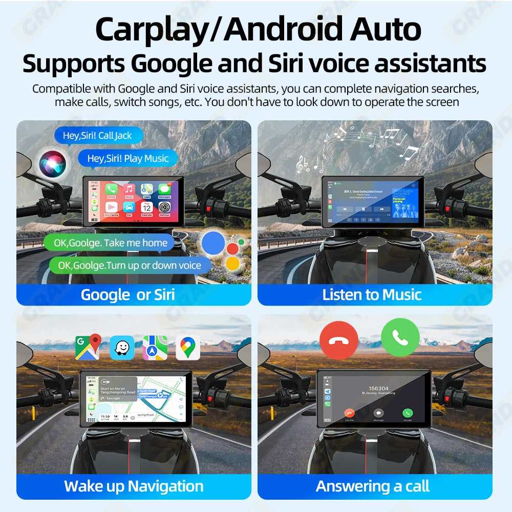 6inch Wireless CarPlay Moto Portable Digital Motorcycle Dashboard IP67 GPS Navigation Display Screen Android Auto Monitor