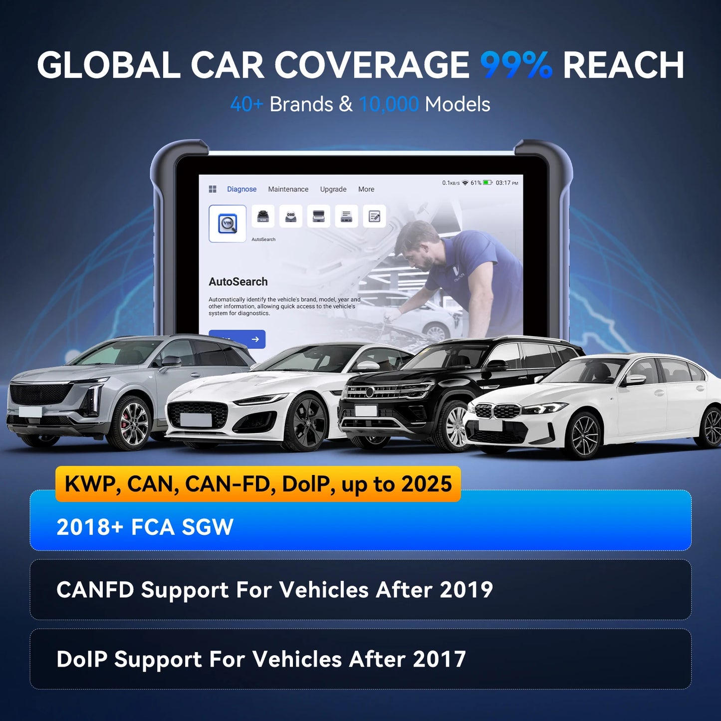 MUCAR 892BT AI Auto Tools Bi-directional ECU Coding Life Free Car Diagnostic Tool CANFD DOIP 35 Resets Full Systems Obd2 Scanner