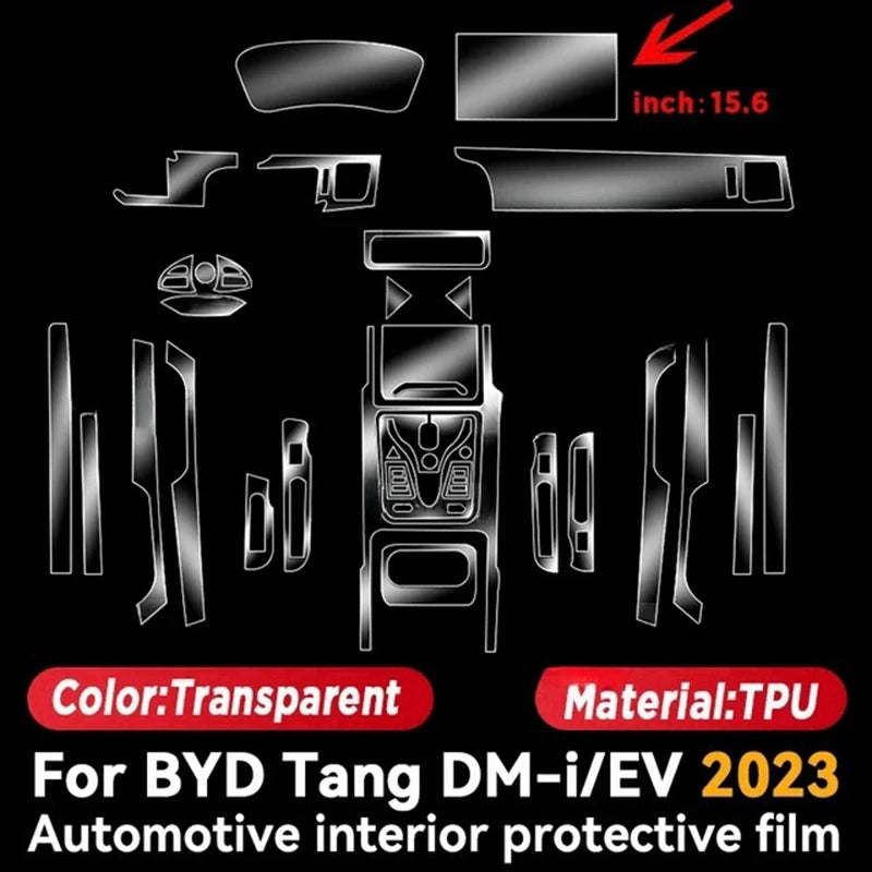Car Door Center Console Media Dashboard Navigation TPU Anti-scratch Protector Film For BYD TANG DM-i EV 2023 2024 Car Interior