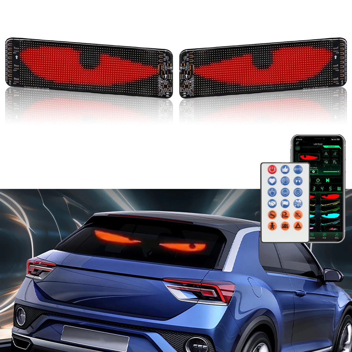 Car Smart LED Display Rear Windshield Interactive Screen DIY Pattern Graffiti Scrolling Text Funny Matrix Pixel Panel APP Cont