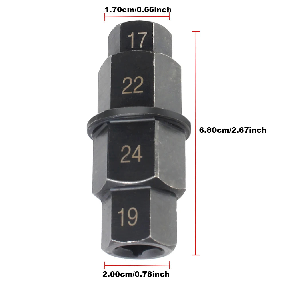 Professional 4-In-1 Durable 3/8 inch Antirust Versatile Multifunction Multi Purpose Motorcycles Hex Axle Tool 17 19 22 24mm