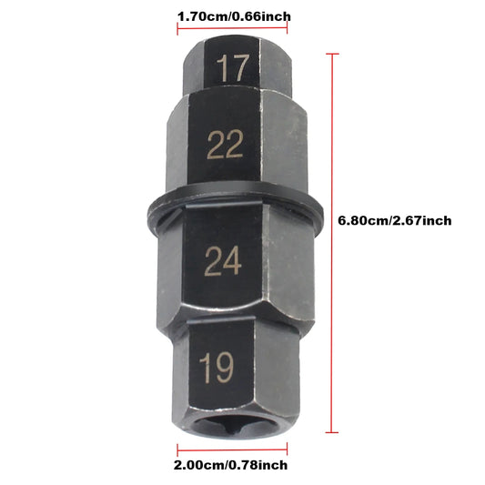 Professional 4-In-1 Durable 3/8 inch Antirust Versatile Multifunction Multi Purpose Motorcycles Hex Axle Tool 17 19 22 24mm