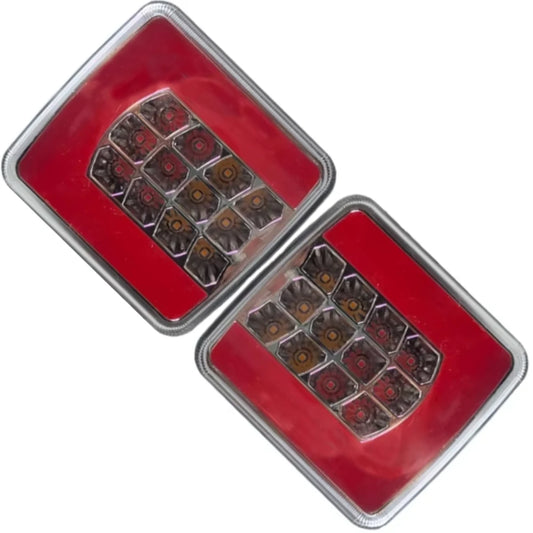 2pcs 10-30V red+white+amber light guide taillights, rear lights, turn signal lights are fit for trucks, trailers, and trucks