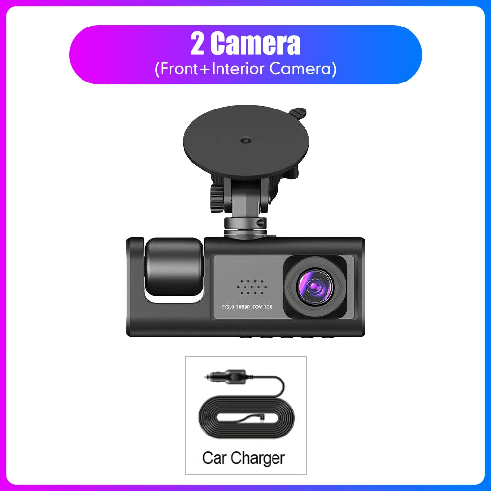 Cam Car DVR HD 1080P Dash Camera 3 Lens 2.0 inch IPS Video Recorder Cycle Dashcam Mirror Driving Recorder Night Vision
