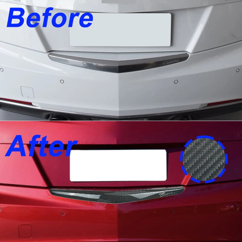 Car Exterior Accessories Real Carbon Fibre Trunk Trim Cover For Cadillac ATS ATSL ATSV