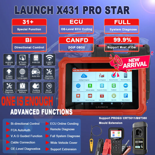LAUNCH X431 PRO Star Bi-Directional Diagnostic Scanner, , ECU Coding, Full System OBD2 Scan Tool with CANFD, DoIP, FCA AutoAuth