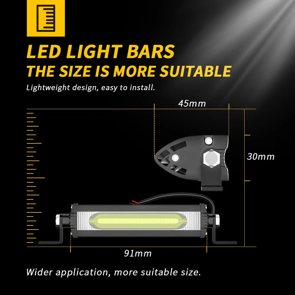COB Car LED Work Light DRL Spotlight High Bright Waterproof Auto Offroad SUV Truck Headlights Driving Lamp 12V 24V 6000K