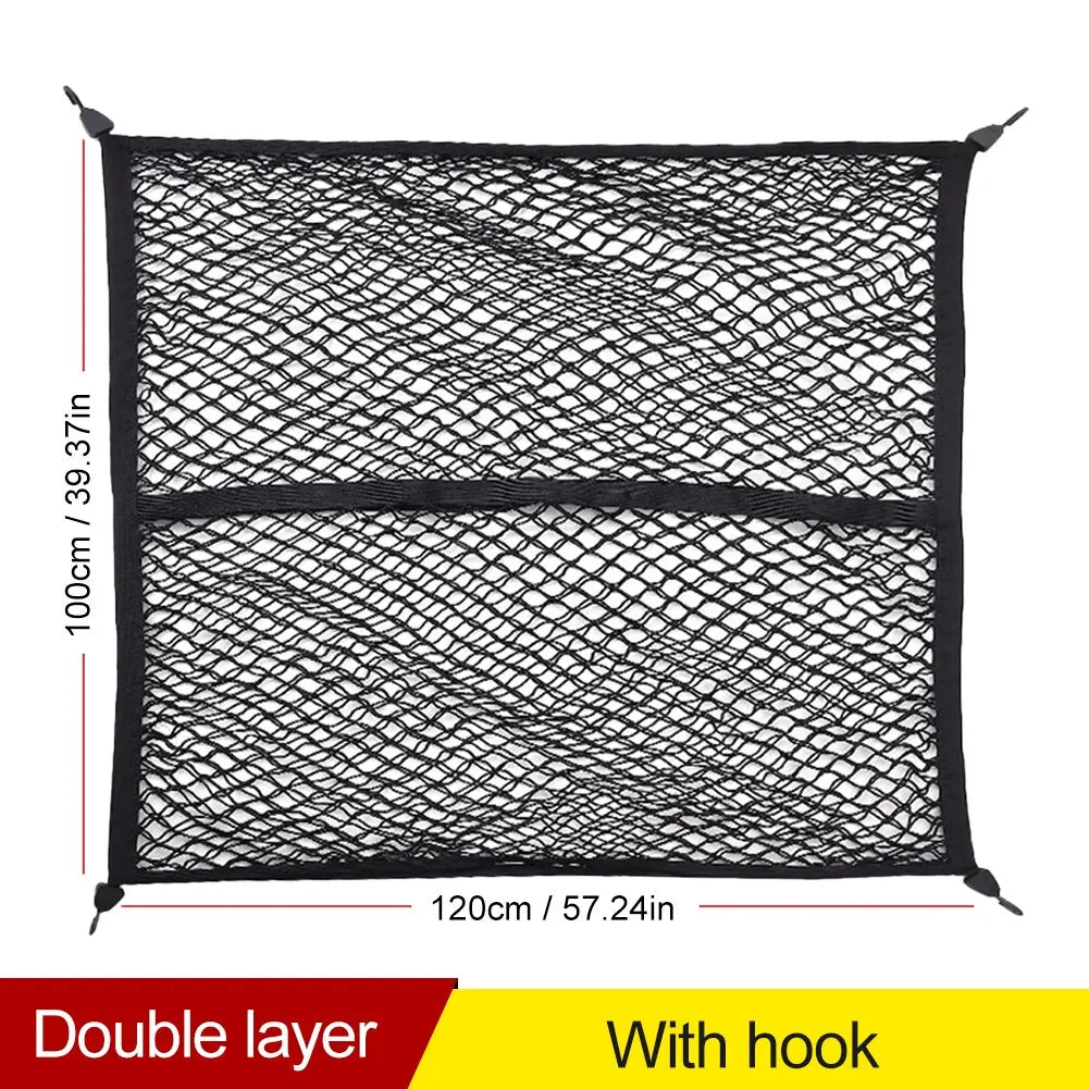 High Elastic Cargo Net for Pickup Truck Bed 4'x4' Stretch to 7'x7' Double Layer Bungee Net Mesh for Ford F150 SVT Raptor Tundra