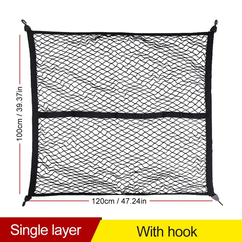 High Elastic Cargo Net for Pickup Truck Bed 4'x4' Stretch to 7'x7' Double Layer Bungee Net Mesh for Ford F150 SVT Raptor Tundra