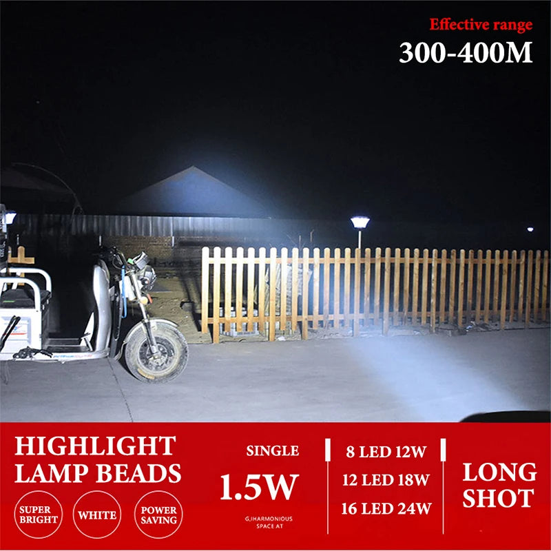 LED Headlight Work Bar Light 8/12/16 LED Fog Lamp DRL For Car Motorcycle Truck SUV ATV Tractor Boat Off Road Scooter 12V