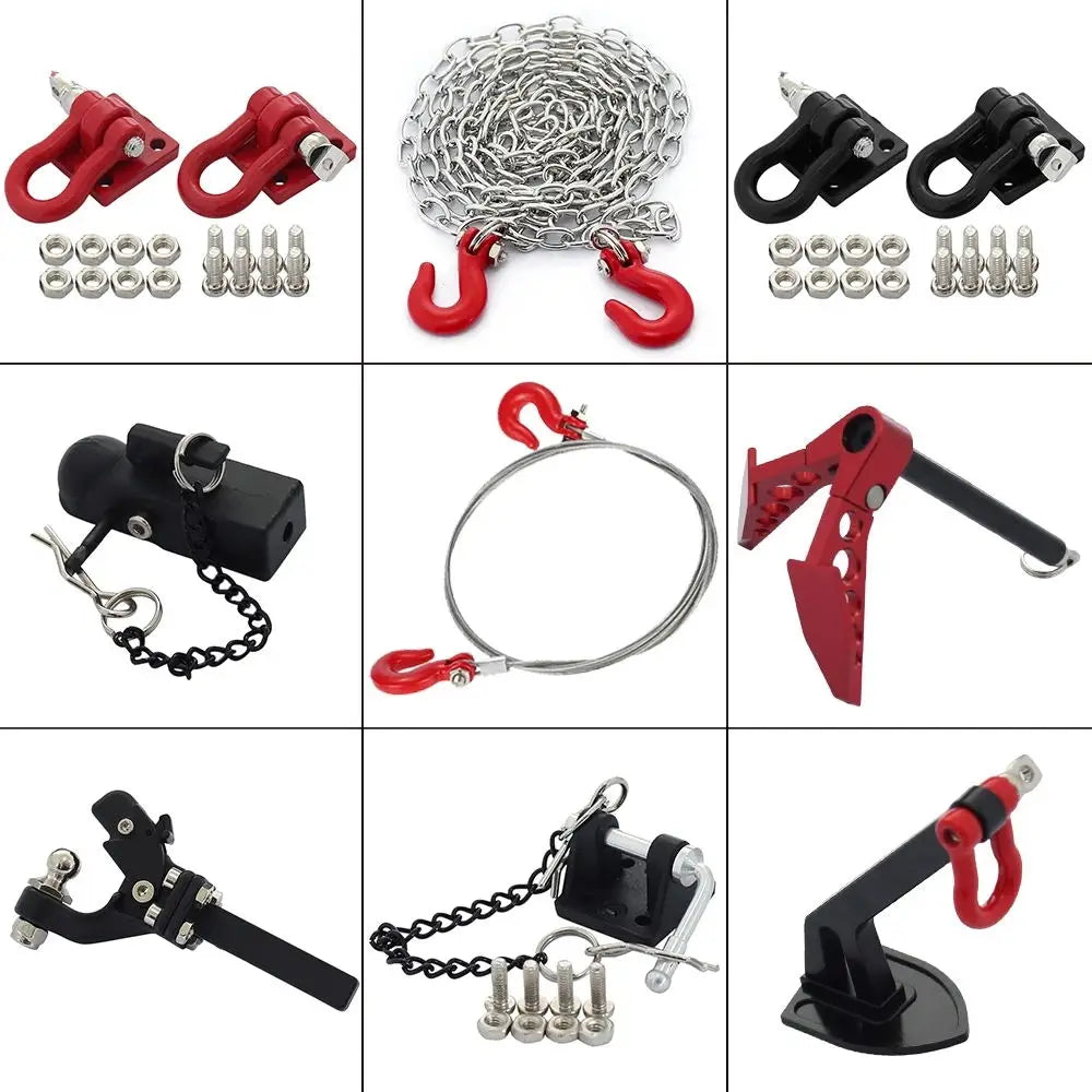 1/10 Scale Accessories Metal Tow Hook Trailer Rope Chain Trailer shackle for RC Crawler Car Axial SCX10  TRX4 D90 Capra