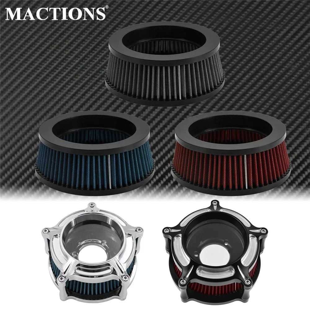 Motorcycle Air Filter Cleaner System Inner Element Replacement Grey/Red/Blue For Harley Touring Dyna Softail Sportster 883 1200