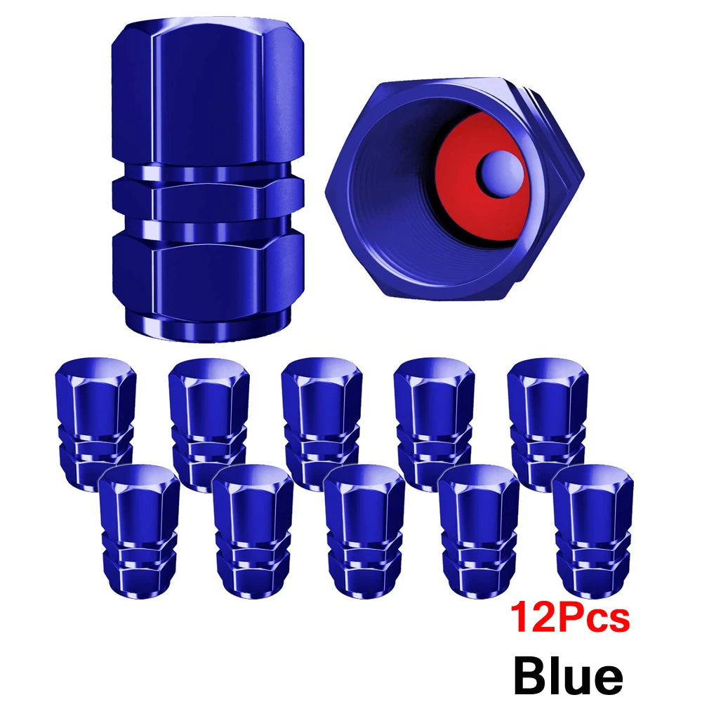 AUTCOAT Aluminum Alloy Car Wheel Tire Valve Caps Tyre Rim Stem Covers Car Dustproof Tire Cap For Cars Motorcycles Trucks Bikes