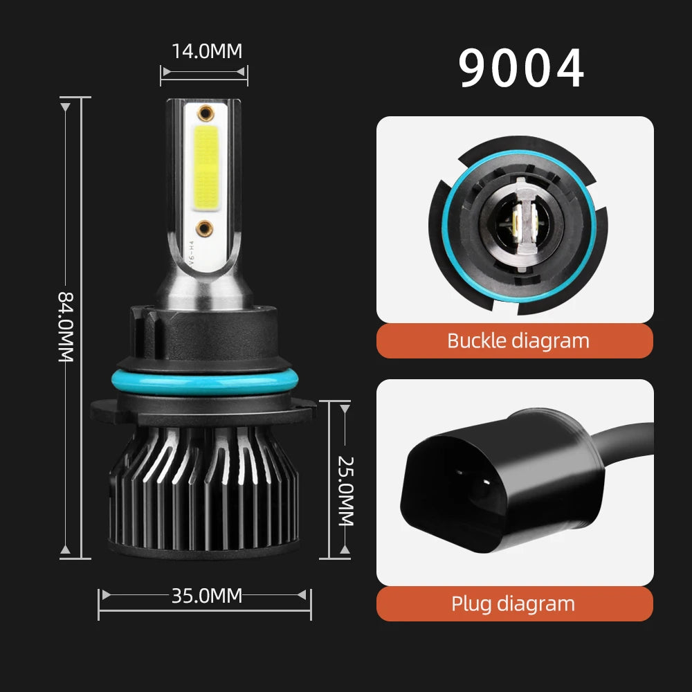 LSlight 2x Auto LED Headlight Bulbs Kit Hi/Lo 9004 Bright Car Lamp For Jeep Grand Cherokee Vehicle 1993 1994 1995 1996 1997 1998