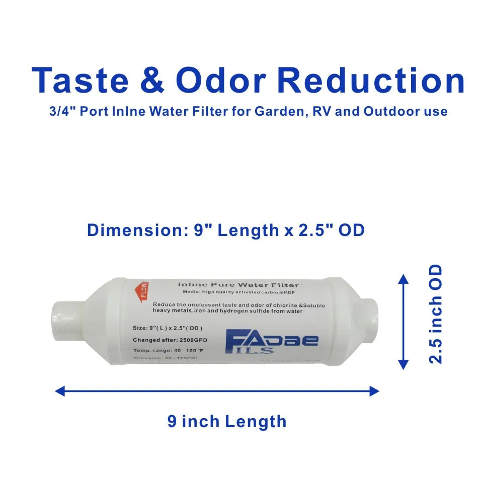 RV & Marine Inline Water Filter for Boats, RVs, Campers, Gardening, Planting, Trailer or Motor Home KDF Filter, Pack of 2