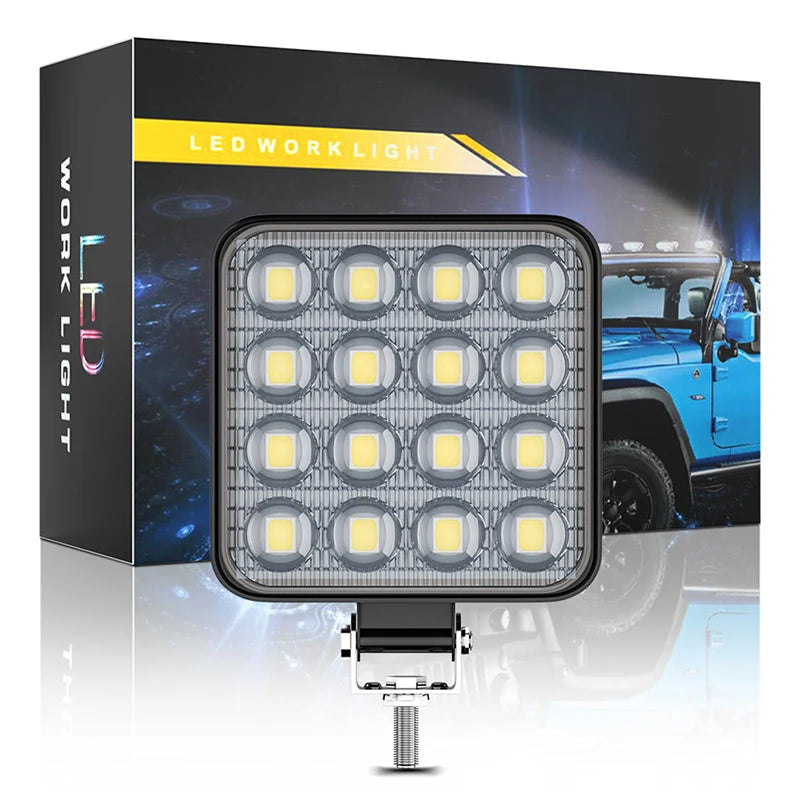Car LED Work Light 48 W DC 12/ 24 Volts 6000K White Universal Truck Auto Bulbs motorcycle Auto Truck Off Road Accessories