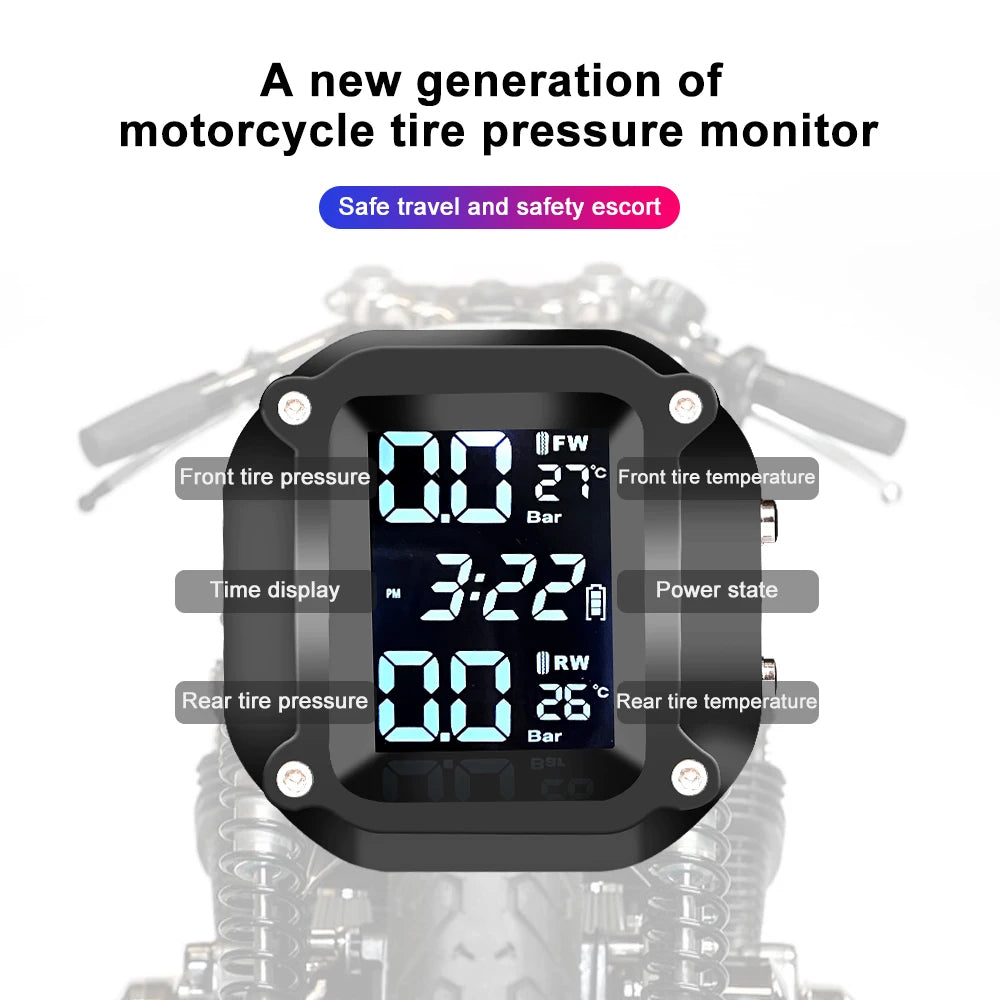 TPMS Motorcycle Tire Pressure Sensors Motor TMPS Tire Pressure Monitoring System 2 Wheel Tyre External Sensor for Motorbike