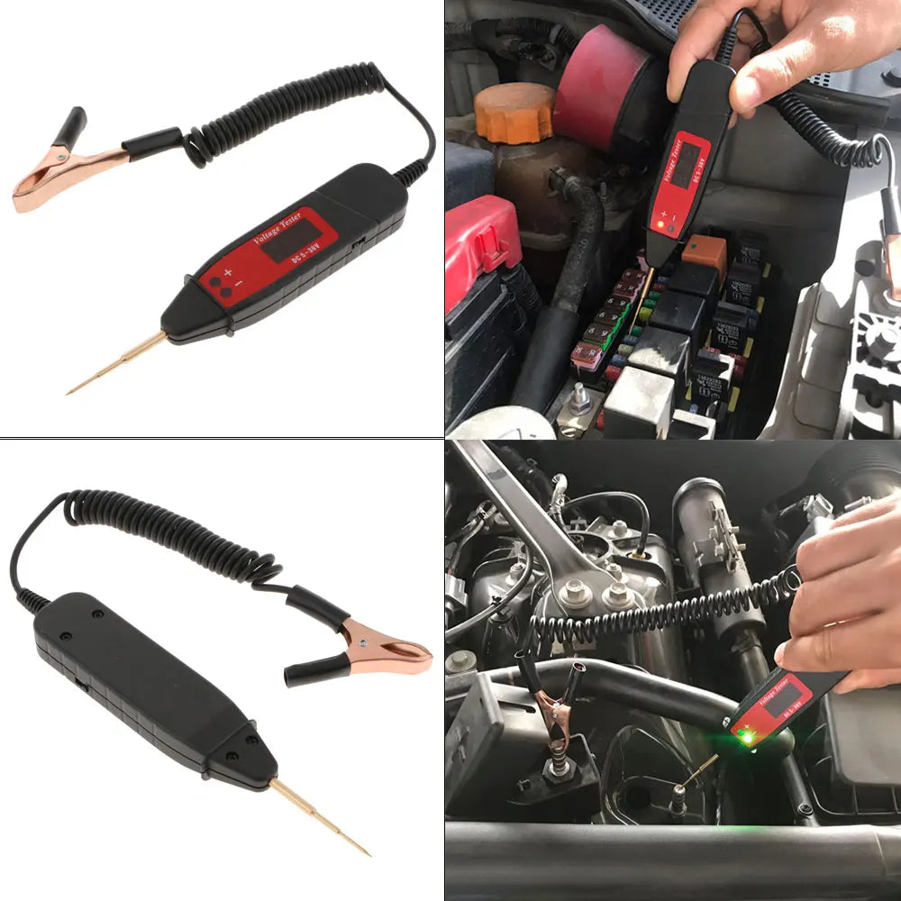 Probador de circuito eléctrico automotriz de 5-36 V, probador de voltaje eléctrico digital para automóvil, pluma de prueba, detector de sonda, probador de voltaje para automóvil