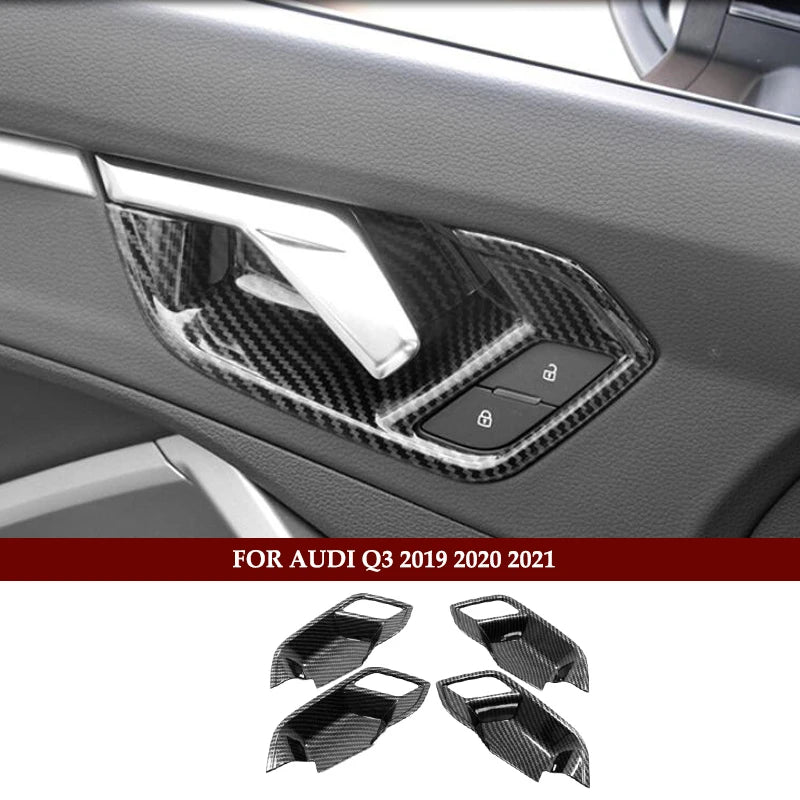 Car Styling Carbon fiber Multimedia Handrest Center Console Gear Shift Panel Cover Sticker For Audi Q3 2019 Interior Accessories