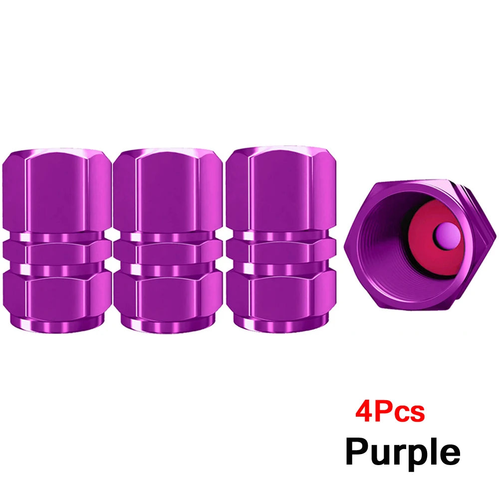 AUTCOAT Aluminum Alloy Car Wheel Tire Valve Caps Tyre Rim Stem Covers Car Dustproof Tire Cap For Cars Motorcycles Trucks Bikes