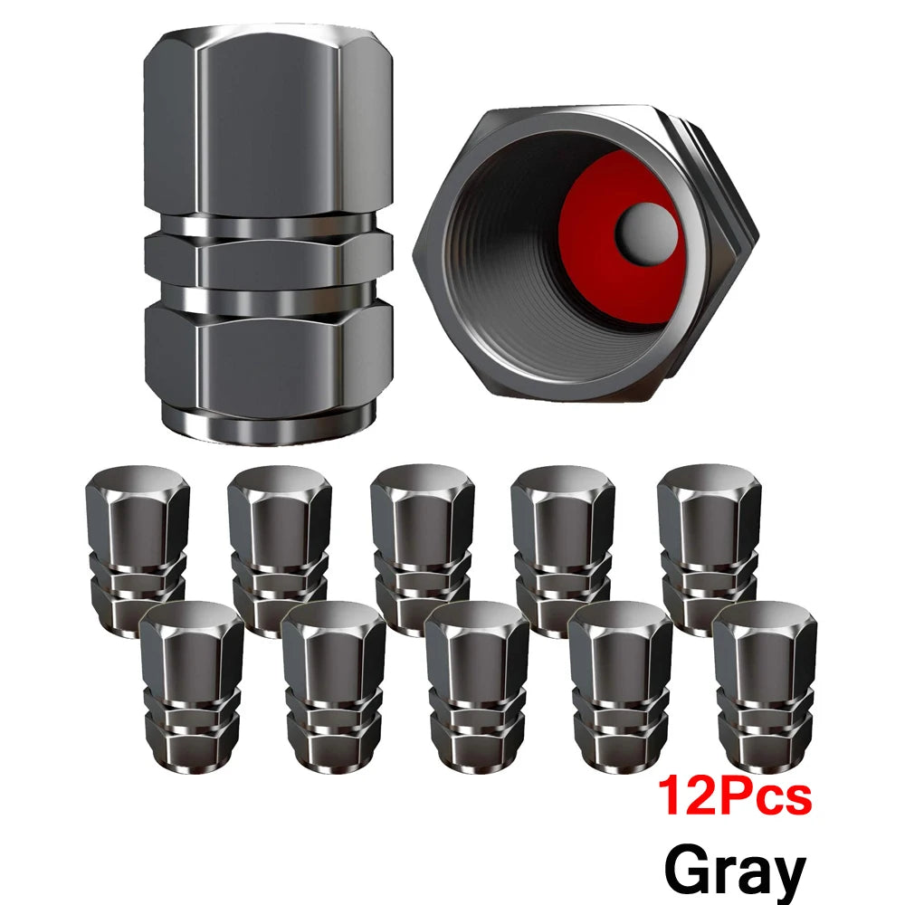 AUTCOAT Aluminum Alloy Car Wheel Tire Valve Caps Tyre Rim Stem Covers Car Dustproof Tire Cap For Cars Motorcycles Trucks Bikes