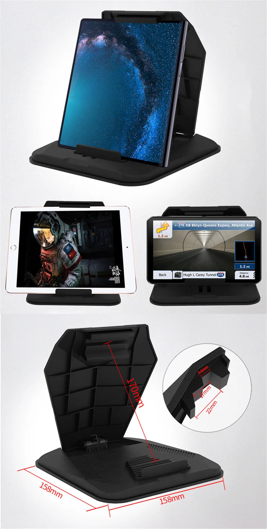 Cell Phone Holder for Car Dashboard - Car Anti-Slip GPS Mount Cradle Dock Mounting in Pickup Truck, Compatible Phone X 8 7 Plus