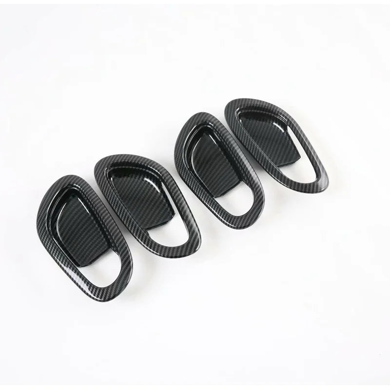 For Nissan Navara NP300 2015-2020 Accessory glossy black Carbon fibre pattern car side interior door bowl cover sticker trim