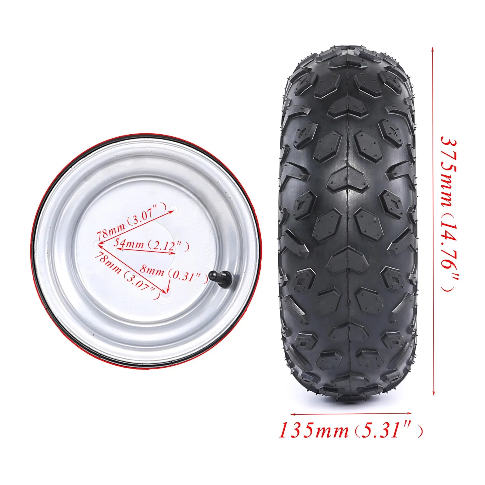 2x 145/70- 6 Go-Cart Tyre + Go-Cart Wheel Rim for 50/70/90/110/125cc Quad Bike Buggy AT Coolster Polaris Kawasaki