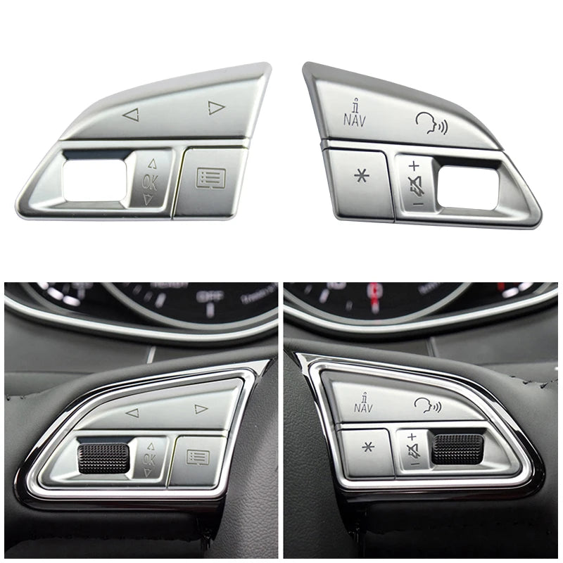 Car styling Atuo steering wheel switch buttons Trim Frame Covers stickers for Audi A6 A7 C7 S6 S7 RS6 RS7 Interior Accessories