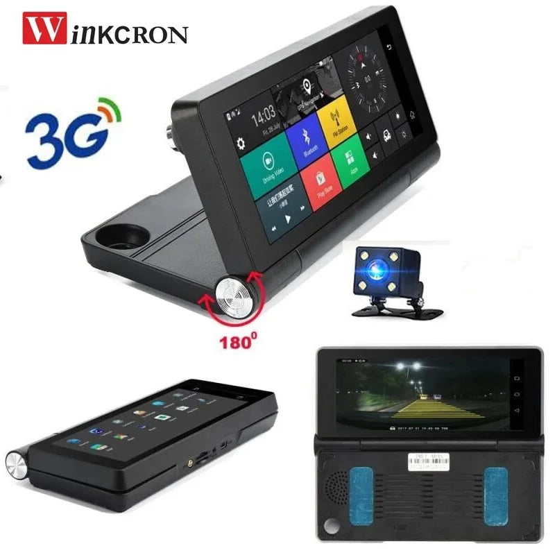 7.0 Inch Car DVR Camera 3G Android 5.1 Dash Cam Video Recorder GPS Navigation Full HD1080P WiFi Bluetooth Dual Rearview Camera