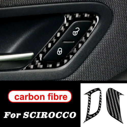 For VW scirocco R Accessories Carbon Fiber Internal Stickers Door Handle Rearview mirror knob 2009-2016 Car Styling