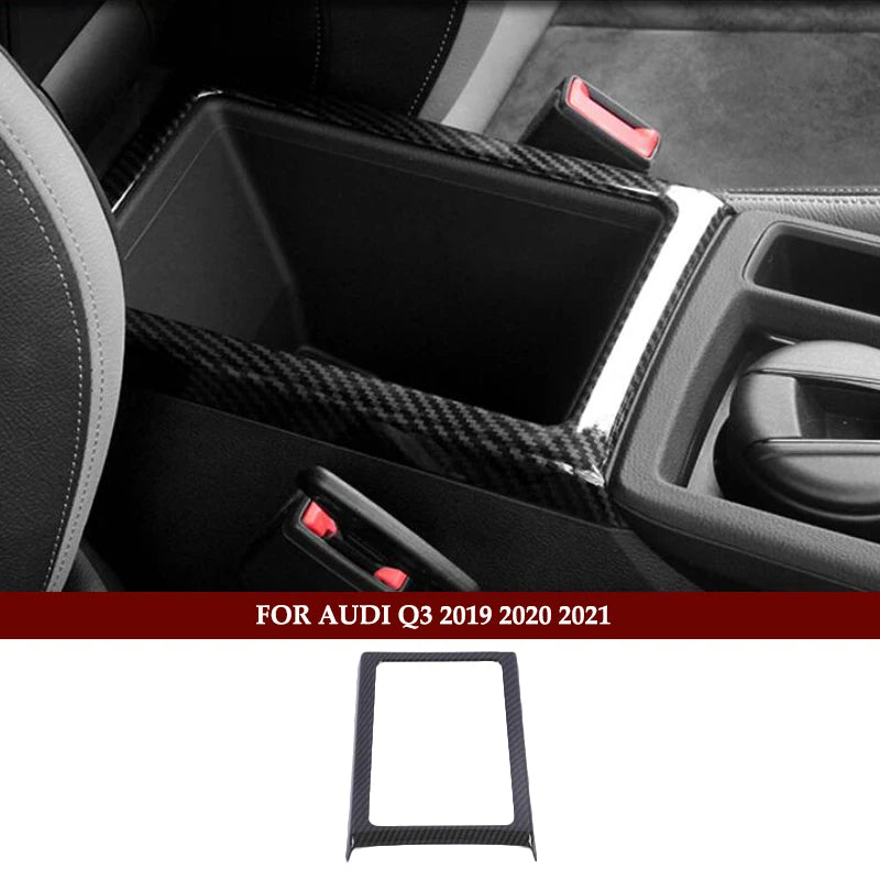 Car Styling Carbon fiber Multimedia Handrest Center Console Gear Shift Panel Cover Sticker For Audi Q3 2019 Interior Accessories