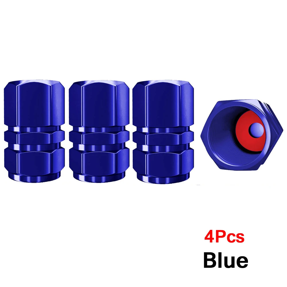 AUTCOAT Aluminum Alloy Car Wheel Tire Valve Caps Tyre Rim Stem Covers Car Dustproof Tire Cap For Cars Motorcycles Trucks Bikes